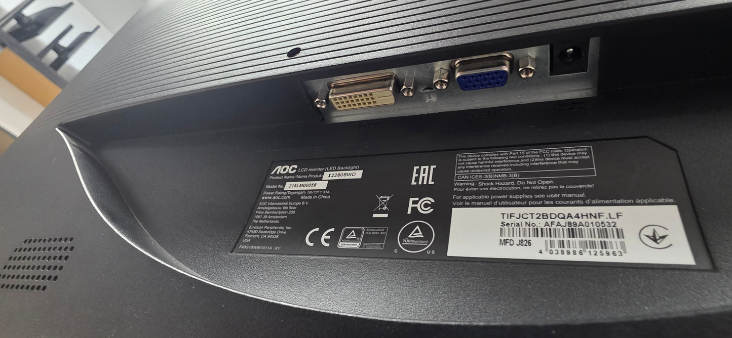 AOC I2280SWD: 21.5" IPS Full HD Monitor, 12 mj. jamstvo, bez kablova