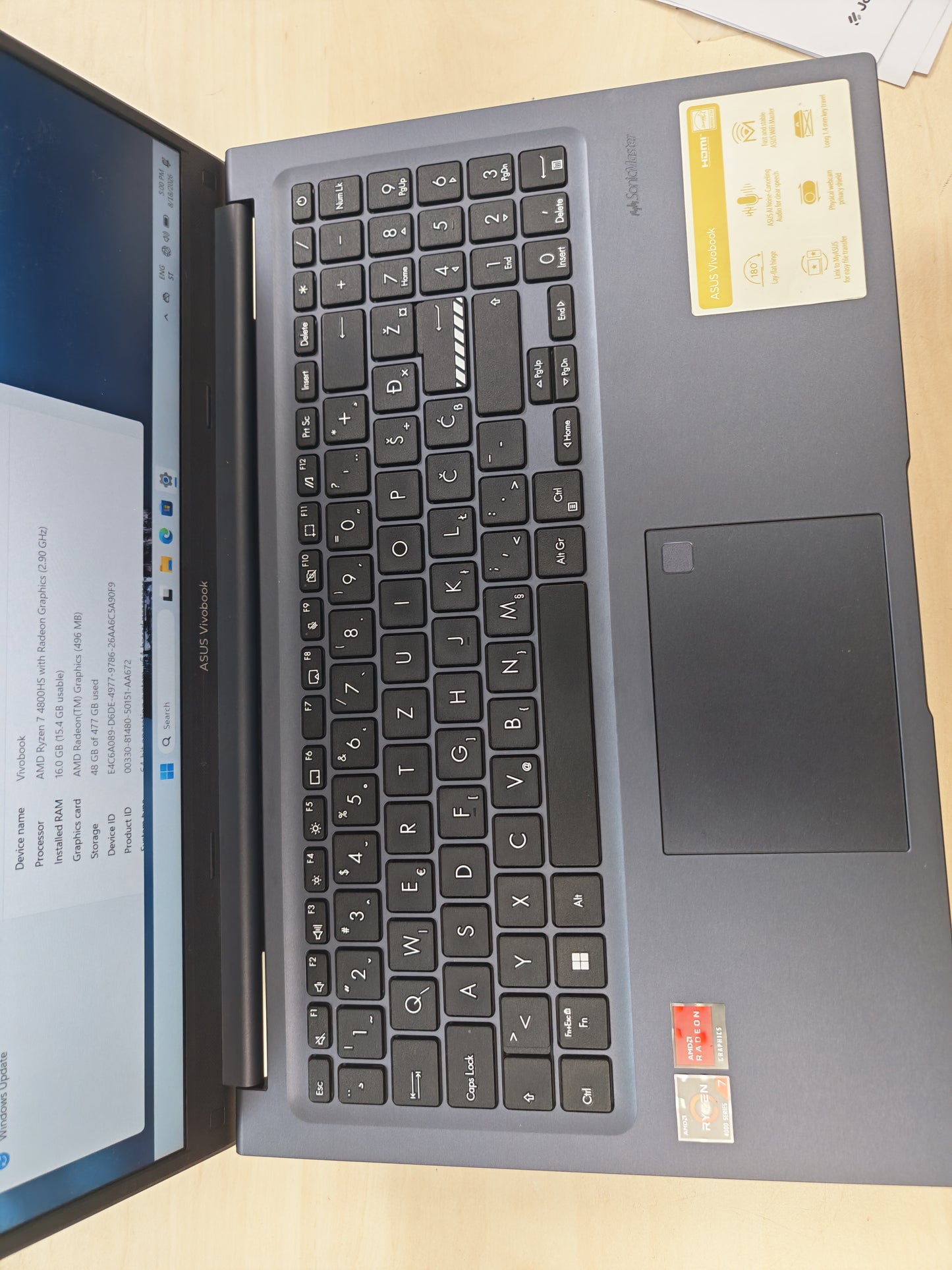 ASUS Vivobook 15 M1502IA • Ryzen 7 4800HS • 16GB RAM • 512GB SSD • Win 11 • 12mj Jamstvo