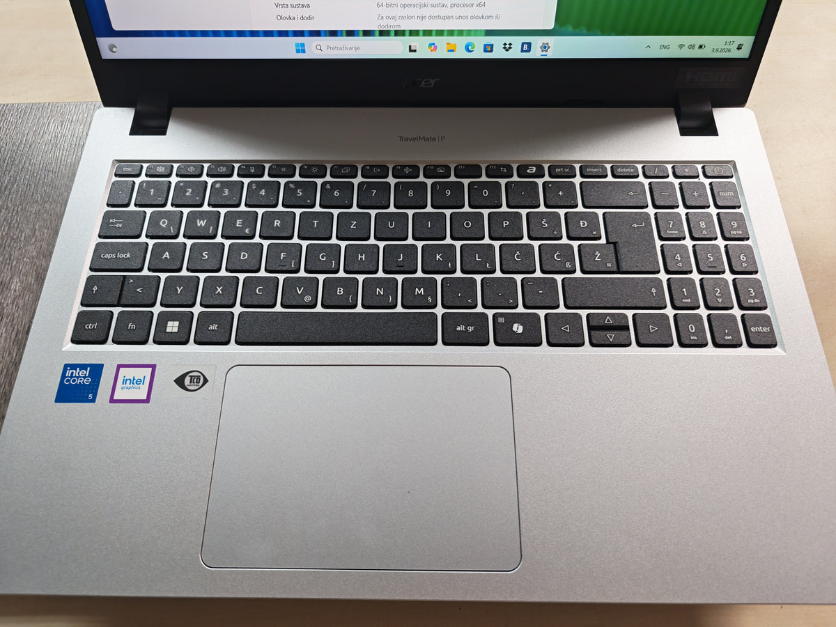 Acer TravelMate P215-55-TCO • Intel Core 5 120U • 16GB RAM • 512GB SSD • Win 11 • 12mj Jamstvo