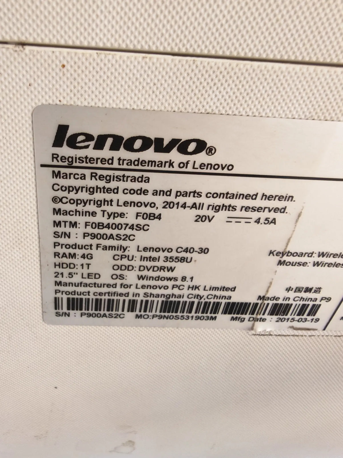 Lenovo C40-30 All-in-One • Pentium 3558U • 8GB RAM • 120GB SSD • Win 11 Pro • 6mj Jamstvo