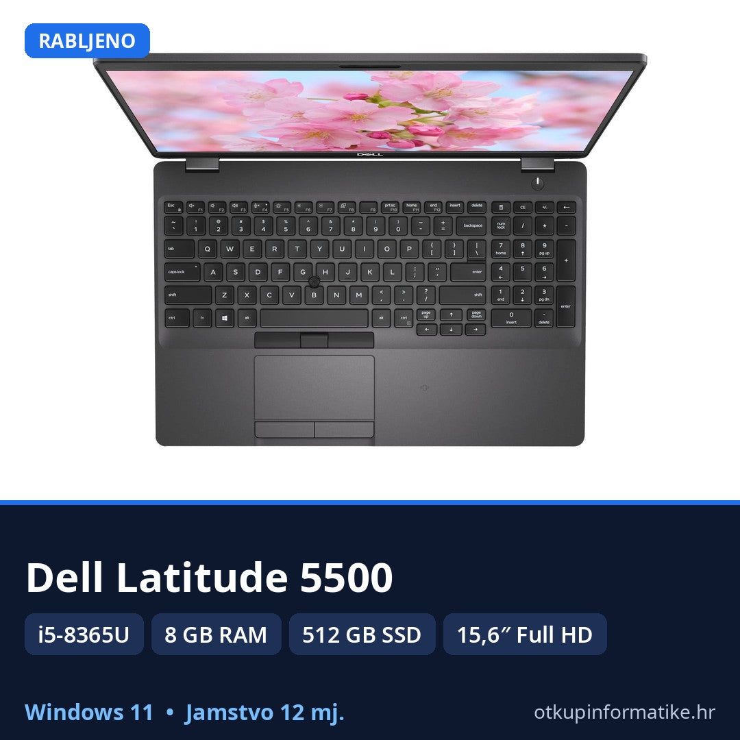 Dell Latitude 5500 • i5-8365U • 8GB RAM • 512GB M.2 SSD • Full HD • Win 11 • 12mj Jamstvo