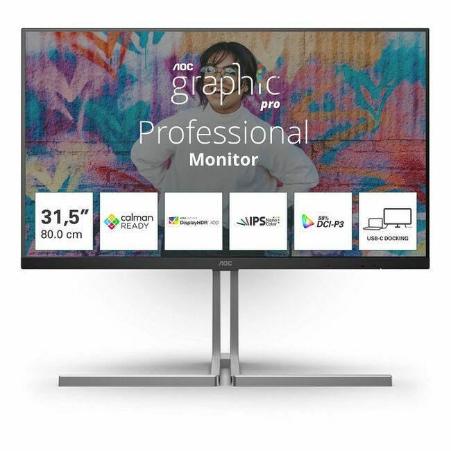 AOC U32U3CV • 32″ 4K UHD • Nano IPS • 60Hz • USB-C Dock • DisplayHDR 400 • 3mj Jamstvo
