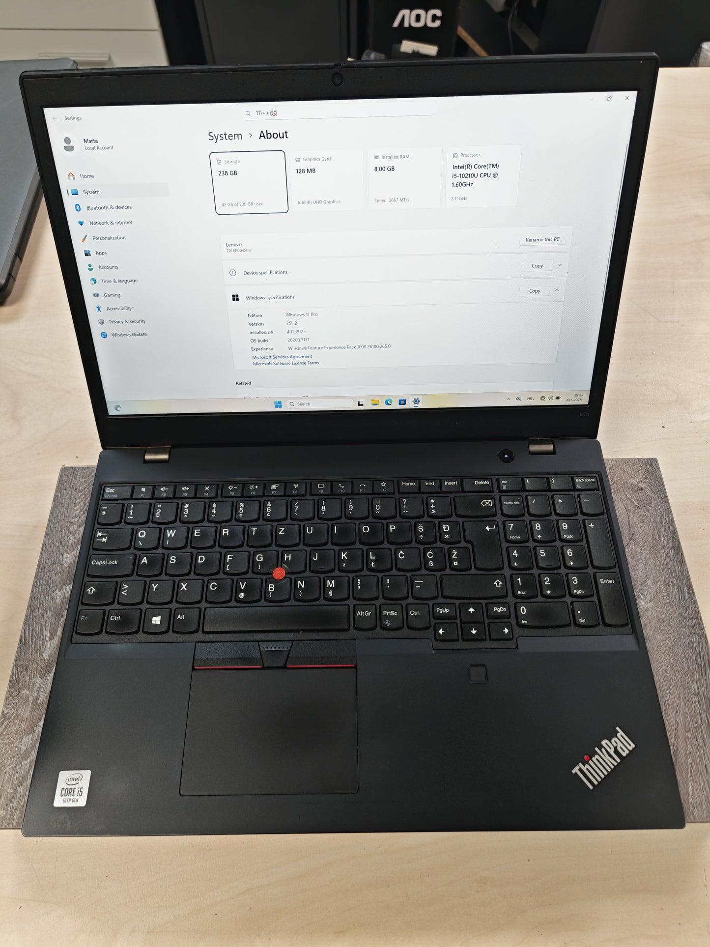Lenovo ThinkPad L15 Gen 1 • i5-10210U • 8GB RAM • 240GB SSD • Win 11 Pro • Docking • 12mj Jamstvo